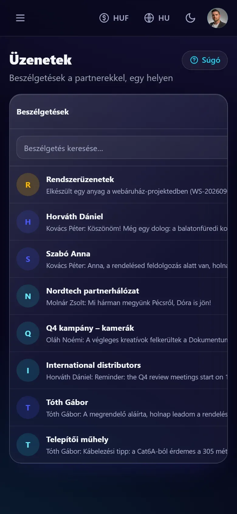 Messages and announcements