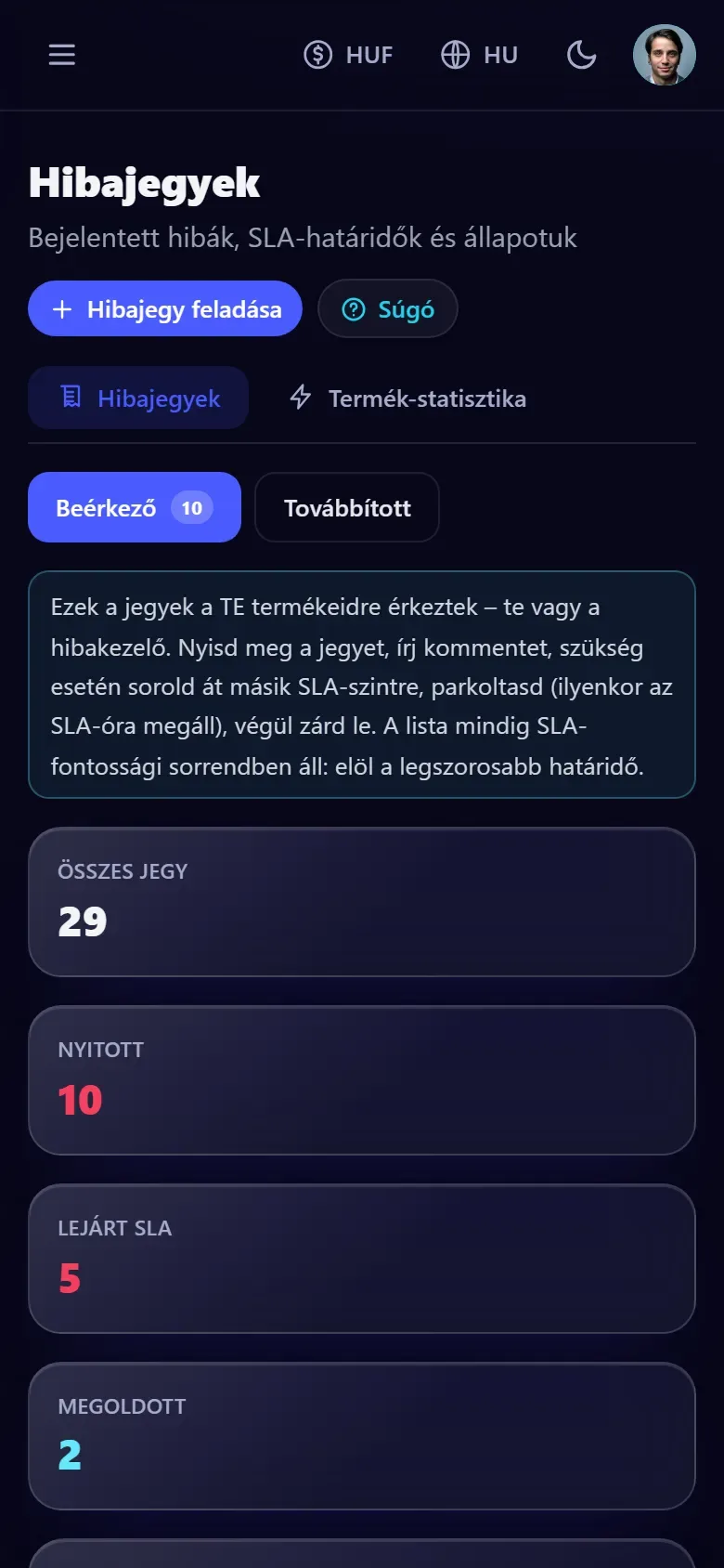 Tickets on mobile – demo data